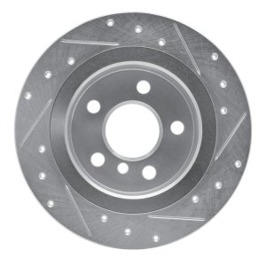 BMW i3 Brake Rotor (1) - Rear Left - R1 Concepts - Drilled & Slotted - Silver - `14-`25
